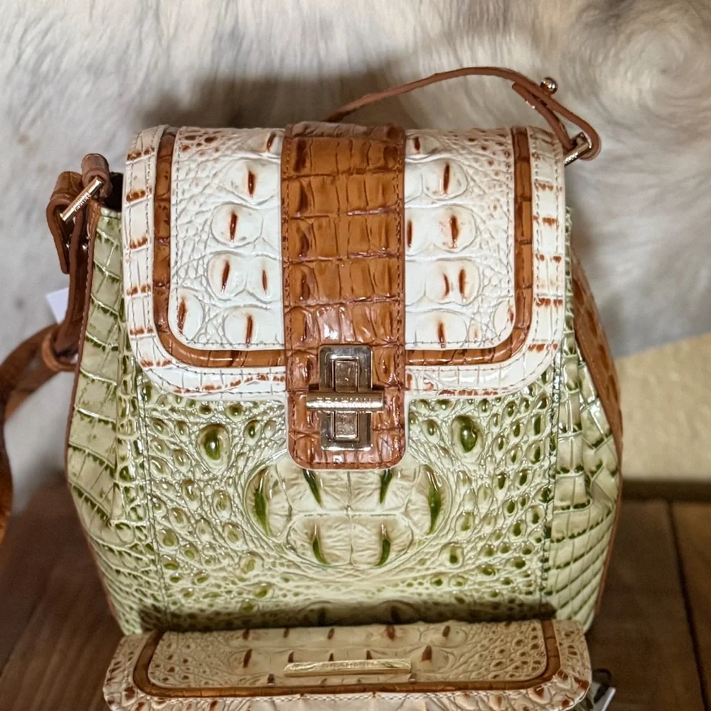 NWT SET ~ Brahmin Fern Williamette Green Margo with Cordelia Wallet - Picture 5 of 16